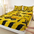 thumbnail image 3 of Homewish Construction Vehicle Queen Sheet Set, Excavator, Breathable Boys Bedding, 4-Piece, 3 of 7