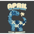 thumbnail image 2 of Autism Awareness Blue Dino Puzzle Icon Adult Charcoal Crew Neck Short Sleeve Tee-XS, 2 of 4