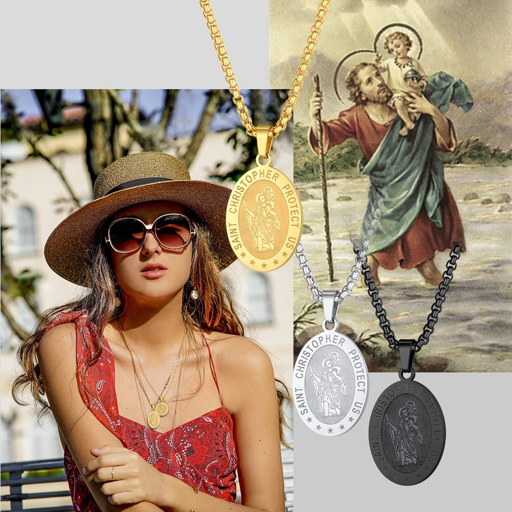 St. Christopher Medali Necklace – Naut & Chain