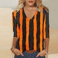thumbnail image 2 of aohooy Shirt Halloween Women Loose 3/4 Sleeve Funny Graphic T-Shirts Casual V Neck Witch Pumpkin Ghost Tunic Tops Multicolor,XXXL, 2 of 5