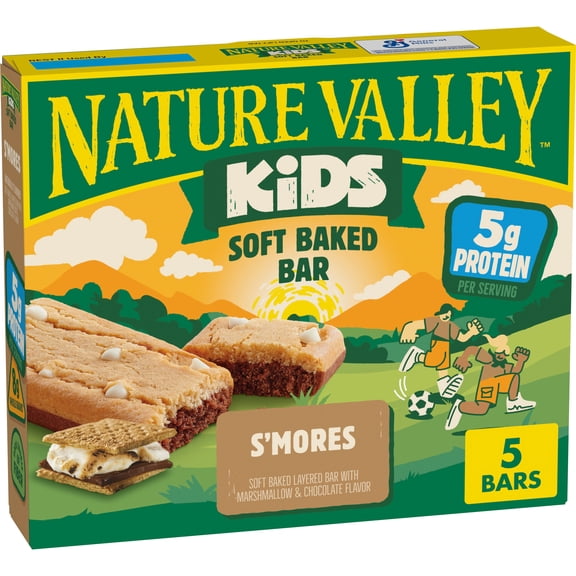 Nature Valley Kids Soft Baked Bars, S'mores, Protein, 5 Count, 6.75 oz