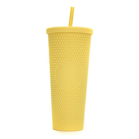 

Mewmewcat 710ML/24OZ Large Capacity Water Cup Fully Studded Matte Tumbler Reusable Cup with Wide Opening Leak-Proof Lid Straw