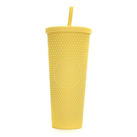 

walmeck 710ML/24OZ Large Capacity Water Cup Fully Studded Matte Tumbler Reusable Cup with Wide Opening Leak-Proof Lid Straw
