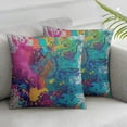 thumbnail image 3 of Acheng  Splash Ink Graffiti Throw Pillow Cushion Covers Color Background of Paint Splashes Decorative Square Accent Pillow Case Set Of 2 Two Sides Print 20x20in, 3 of 7