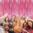 thumbnail image 3 of Foil Fringe Backdrop Curtains Party Foil Metallic Tinsel Streamers Decorations for Birthday Weddings Photo Booth Streamers Curtain for Anniversary Decor 39*79In-Pink, 3 of 9