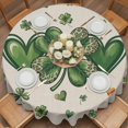 thumbnail image 3 of Round Tablecloth St. Patrick's Day Waterproof Oil Proof Polyester Table Cloth Cover Decor for Home Dining Outdoor,Patio,Parties, 54" Dia. Green Shamrocks Love Hearts Vintage, 3 of 9
