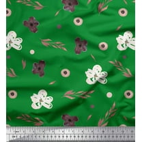 Soimoi Green Cotton Jersey Fabric Leaves & Montara Tetrarose Floral Print Fabric by Yard 58 Inch Wide