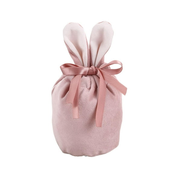 SJYYTT Easter Bunny Bags Velvet Bag with Drawstring Rabbit Ear Design Bunny Candy Gift Bag Cookies Chocolate Egg Goody Stuffer Bunny Party Favor Gifts Classroom Rewards Birthday Wedding Easter Gifts