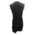 thumbnail image 4 of VISgogo Vestido sin mangas con cuello redondo para mujer, color sólido Textura de punto Flecos Ribete Irregular Dobladillo corto de una sola pieza VISgogo  moda, 4 of 5