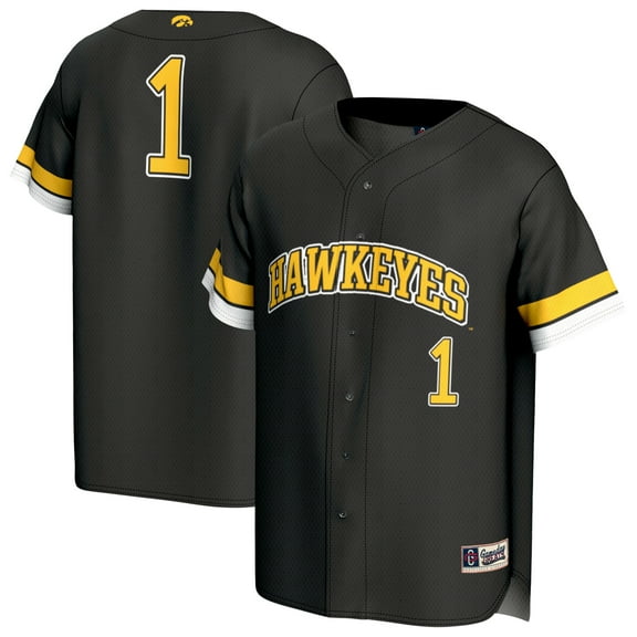 Adult GameDay Greats #1 Black Iowa Hawkeyes Lightweight Collegiate Baseball Fashion Jersey