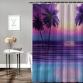 thumbnail image 2 of RUIYC Retrowave Design of Colorful Funky Stripes and Palms Moon Shower Curtain Multiple Sizes Durable and Washable White, 2 of 7