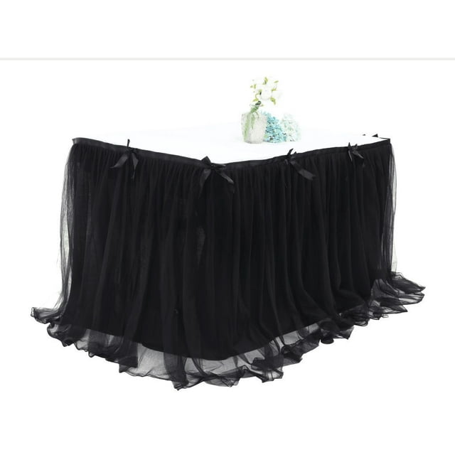 Table Tutu Skirt Home Textile Wedding Events Party Dining Decorations,Table Dress Birthday Party Halloween Dessert Table Solid mesh Pleated Table Cloth,190*76cm