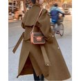 thumbnail image 2 of sicmoss Women's Camel Double Breasted Wool Pea Coat Notch Lapel Midi Winter, 2 of 6