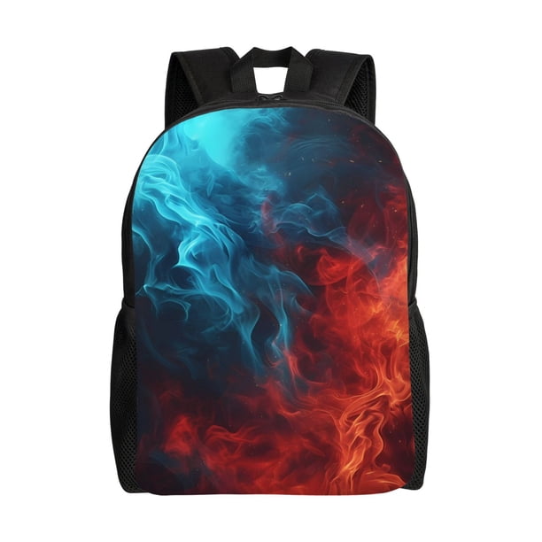 Easygdp Red And Blue Fire Mochila Versátil y Elegante: Comodidad, Almacenaje y Durabilidad para la Universidad, Trabajo, Viajes y Uso Diario