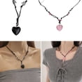 thumbnail image 3 of SIEYIO Heart Pendant Clavicle Chain Necklace Black Gemstone-Statement Choker Woven Rope Sweater Chain Jewelry Gift for Women, 3 of 21