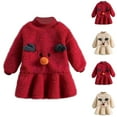 thumbnail image 4 of Odeerbi Infant Girls Fall Winter Sweater Dress Christmas Cute Fleece Dresses Solid Color Velvet Long Sleeve Round Neck Dress Infant Girls Clothes, 4 of 6