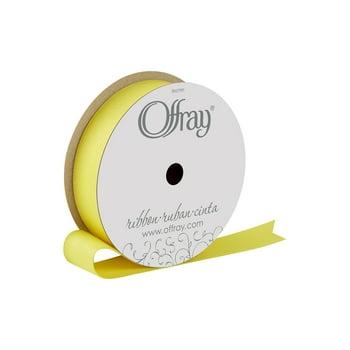 Offray Ribbon, Lemon Yellow 7/8 inch Grosgrain Glitter Polyester Ribbon for Sewing, Crafts, and Gifting, 9 feet, 1 Each