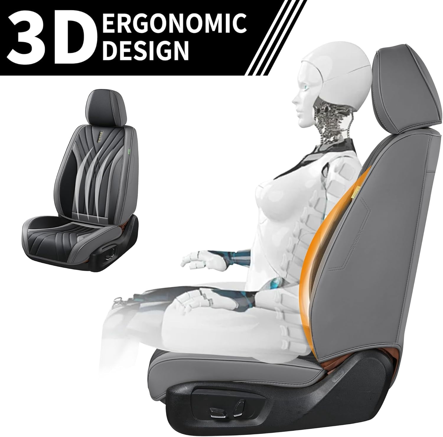 FLORICH Car Seat Covers Full Set, Luxury Design Front and Rear Seat Protectors, Universal Auto Interior Accessories Fit for Most Cars, Black & Gray