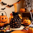 thumbnail image 4 of Trick Or Treat Drawstring Halloween Candy Bucket Bag, Gothic Spooky Tabletop Candy Station Decor, Reusable Polyester Treat Tote for Entryway and Porch Seasonal Displays, 4 of 6