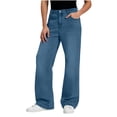 thumbnail image 4 of DeHolifer Jeans for Men Loose Wide Leg Baggy Bell Bottom Denim Pants Stretch Flared Leg Jeans Streetwear Blue XL, 4 of 5