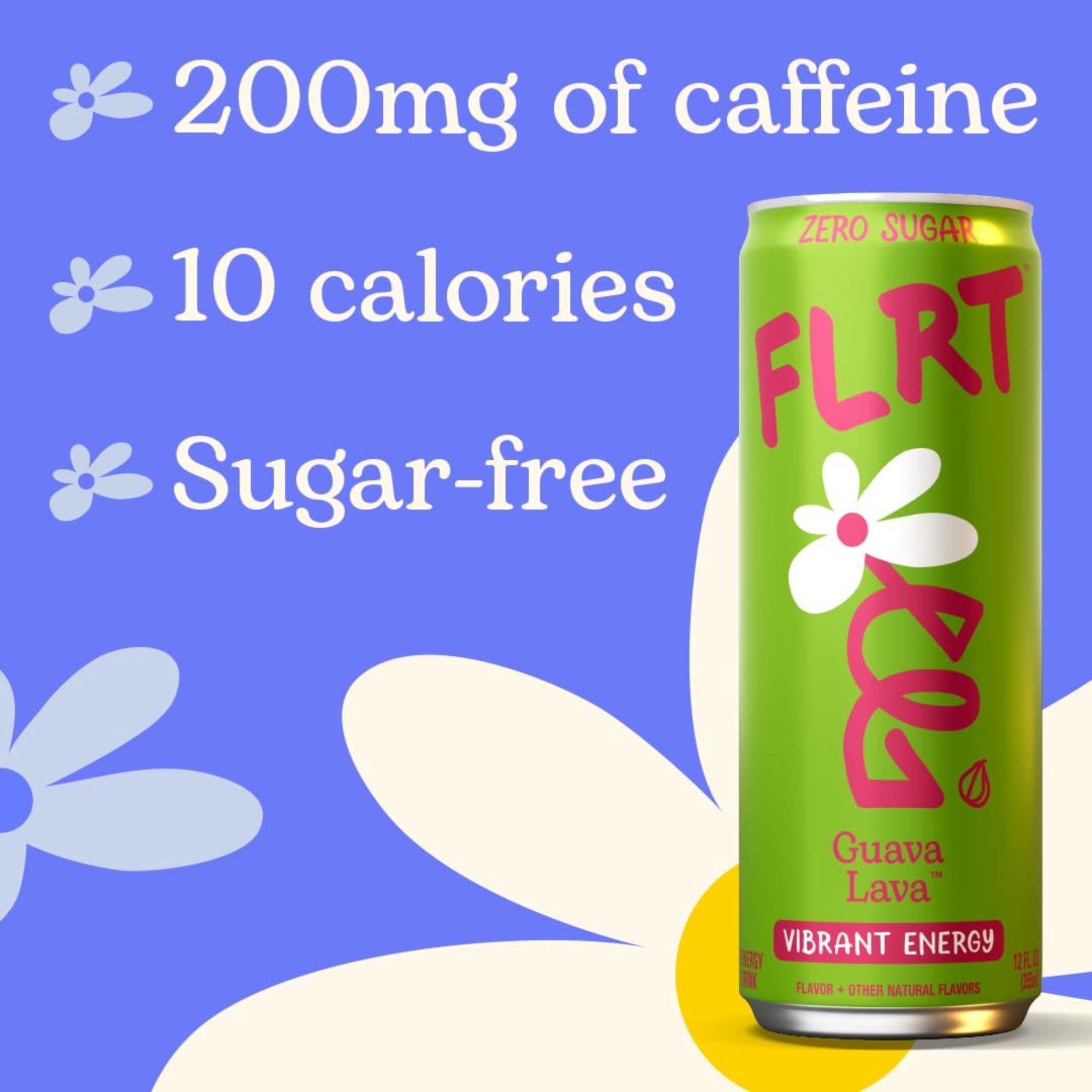 FLRT Energy Drink 4‑Flavor Sampler Pack, 4 Cans, Zero Sugar