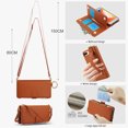 thumbnail image 3 of Allytechgroup Wallet Case for iPhone 8 Plus/7 Plus, RFID Blocking Multiple Cards Holder Zipper Pocket Hand Strap Shockproof Stand Phone Case with Crossbody Lanyard for Women Girls, Brown, 3 of 7