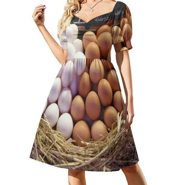 Huevos en venta Vestido de manga corta Vestido de verano para mujer Vestido de fiesta para mujer Elegante de lujo