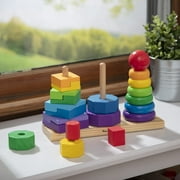 Melissa & Doug Geometric Stacker - Wooden Educational Toy