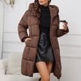thumbnail image 3 of Women Winter Hooded Long Puffer Jacket Warm Lightweight Down Coat Water Resistant Packable Winter Outerwear, 3 of 4
