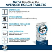 Avenger 6 oz. Roach Killer Tablets, 40% Boric Acid, Odorless Formula, Kills Roaches, Ants, Water Bugs and more (2-Pack)