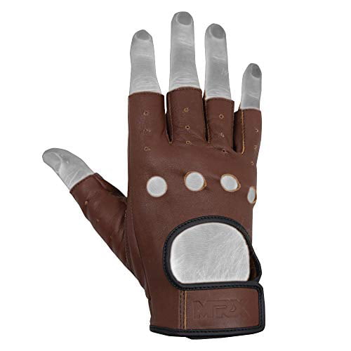 Mens Driving Gloves Basic Soft Goat Leather Fingerless Breathable Biker  Motorcycle Riding Cycling Shooting Glove Half Finger, Brown (Medium)