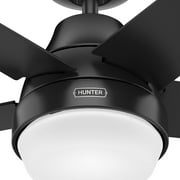 Hunter 52 inch Indoor Ceiling Fan with LED Light and Remote Control - Black Modern Smart Ceiling Fan, Standard Mount, 5 Blades, For Bedroom, Living Room, or Kitchen, Quiet- Aerodyne 51314, Matte Blac