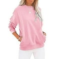 thumbnail image 2 of AIEOTT 2024 Fall Fashion Sweatshirt for Women, Casual Tunic Tops Solid Long Sleeve Loose Soft Blouses, 2 of 5