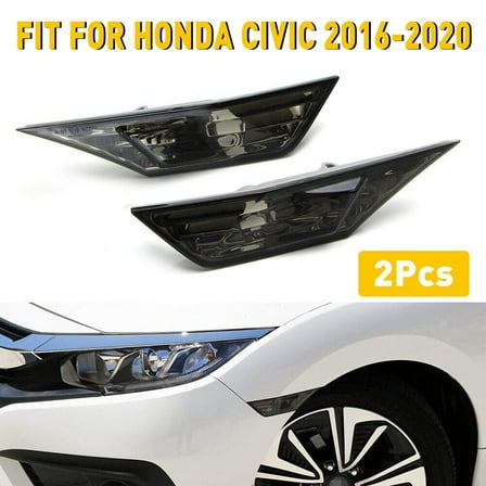 Smoked Side Marker Lamp Turn Signal Light W/ LED Bulbs For Honda Civic 2016-2021