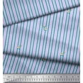 thumbnail image 3 of Soimoi Blue Cotton Voile Fabric Dot & Fox Stripe Printed Craft Fabric by the Yard 42 Inch Wide, 3 of 3