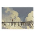 thumbnail image 1 of Art Cutting Board, Man Standing on Unsafe Bridge Looking at Clouds Outdoor Depression Loneliness Art Print, Decorative Tempered Glass Cutting and Serving Board, Large Size, Multicolor, by Ambesonne, 1 of 1