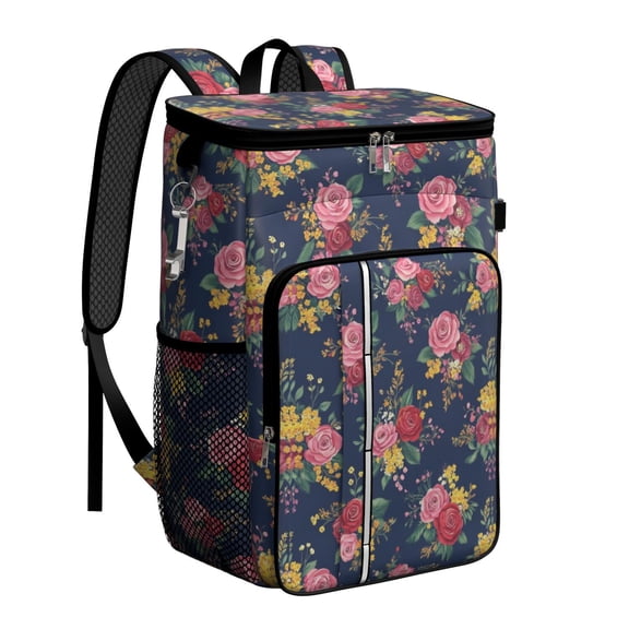 Travel Cooler Bag - Pioneer Flower Camping Beer Cooler Backpack with Bottle Opener- Waterproof Insulated Picnic Backpacks - Cooler Bag for Beach
