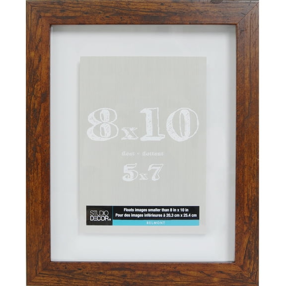 8" x 10" Honey Belmont Float Picture Frame by Studio Decor - Includes Pre-attached Hanging Hardware - Horizontal or Vertical Display - 1 Pack