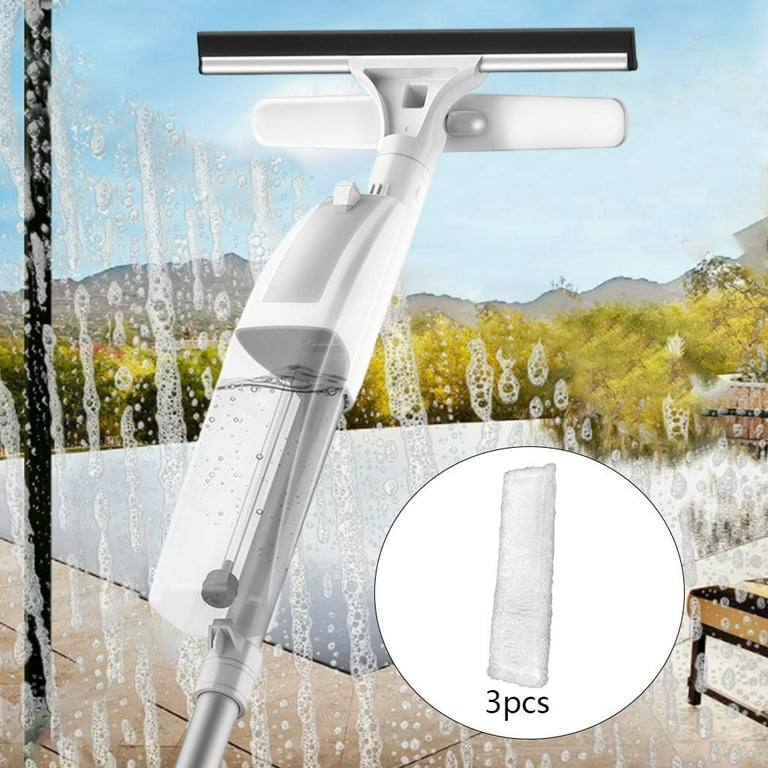 Extendable Squeegee Window Cleaner by SCRUBIT - Window Cleaning Tool with  Microfiber Scrubber & Spray Head - 58 Long Extension Pole for High Windows