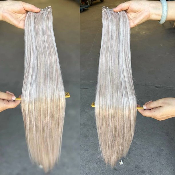 Typpkmm Mechones De Pelo Liso De Hueso with Extensiones De Cabello Natural De