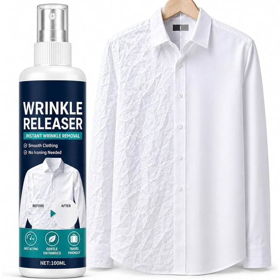 Wrinkle Release Spray, Fast Fabric Smoothing & Static Remover, Compact Garment Refresher for Travel & Daily Use