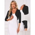 thumbnail image 2 of DARING DIVA Women's 3/4 Sleeve Cropped Open Front Cardigan Sweaters XL Black, 2 of 6