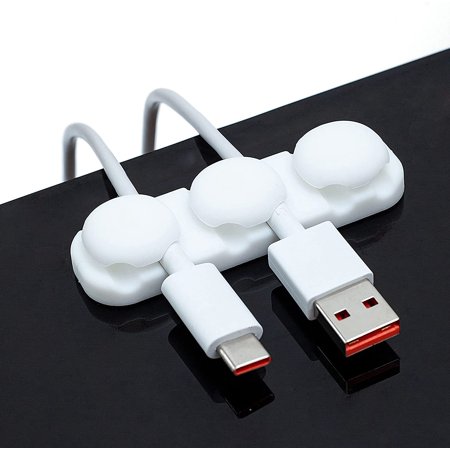 Cord Holder 2 Pack Cable Organizer Management Wire Clips Self Adhesive for Desk USB Charging Mouse Cable Power PC Wire Nightstand Office Home 6 Slot