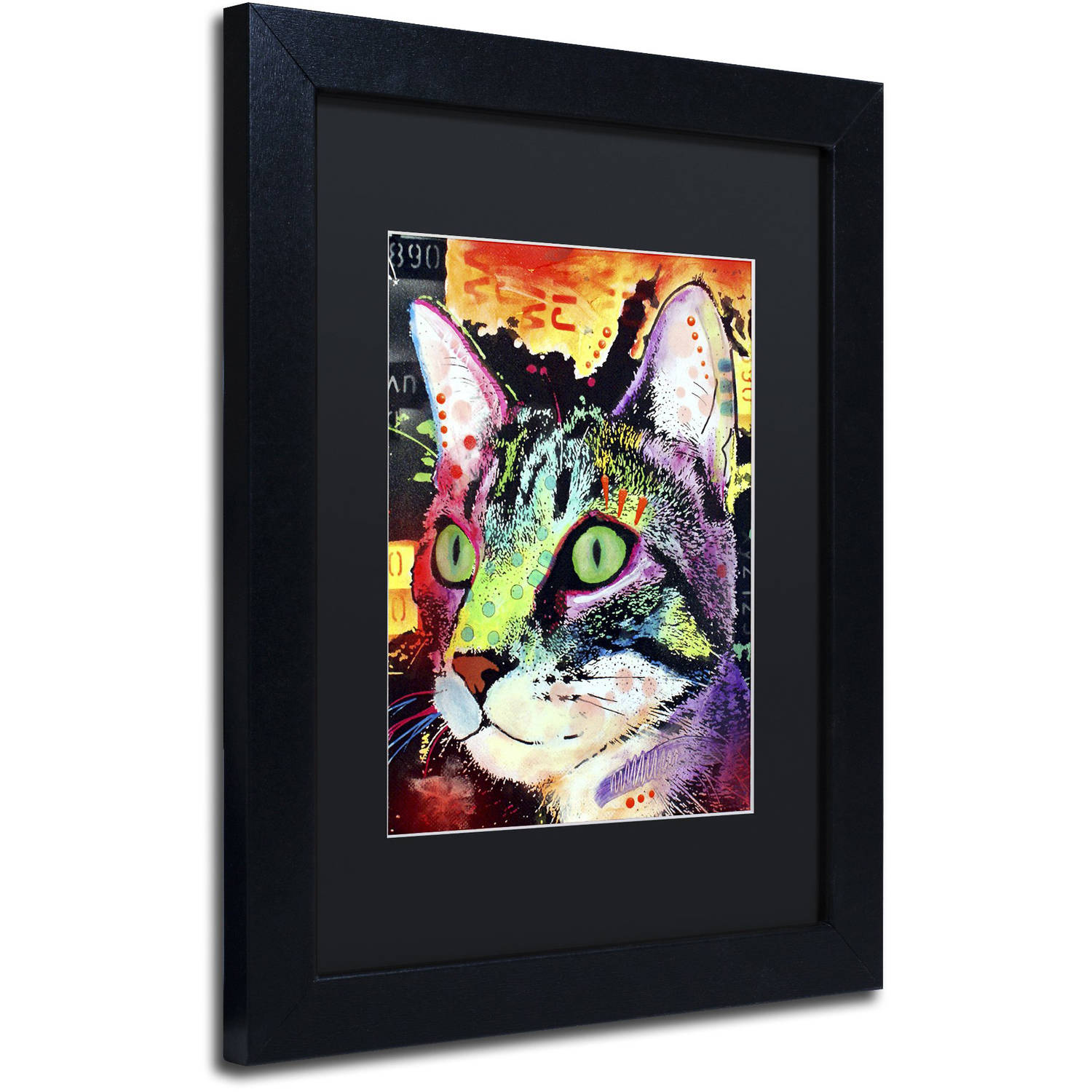 Trademark Fine Art "Curiosity Cat" Canvas Art by Dean Russo, Black Matte, Black Frame