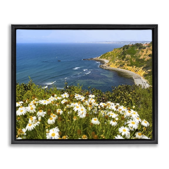 Stupell Industries Coastal Meadow over Ocean Tide Black Floating Frame Canvas Art, 21 x 17, by Kathy Mansfield