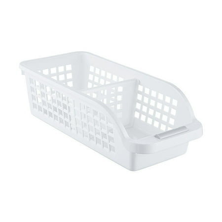 White Plastic Storage Organizer Container Bins with Cutout Handles ...