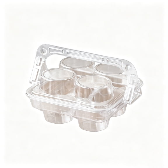 Premium Clear Cupcake Packaging Box with Handle – Multi-Compartment Takeout Container for Desserts, Pastries, and Puddings, Disposable, Ideal for Commercial Use (10 Pack)
