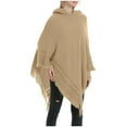 thumbnail image 5 of HBYJLZYG Womens Hooded Shawl Wrap Cape, Crochet Versatile Tassel Irregular Hem Sweater Tops, 5 of 7