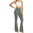 thumbnail image 6 of Womens Flare Leggings with Tummy Control Crossover Waist and Wide Leg, 6 of 13