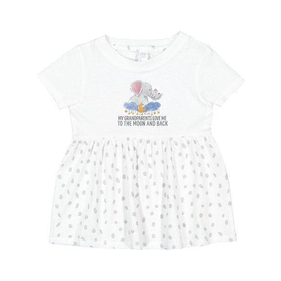 Inktastic My Grandparents Loves Me to the Moon and Back Elephants Girls Baby Dress